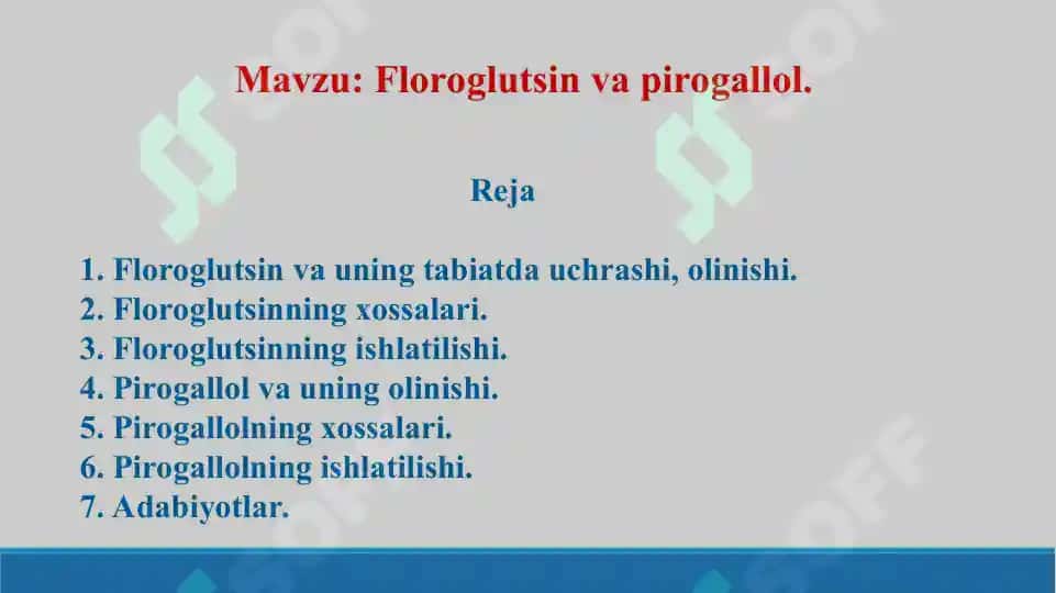 Floroglutsin va Pirogallol. Taqdimot 17 bet. 2