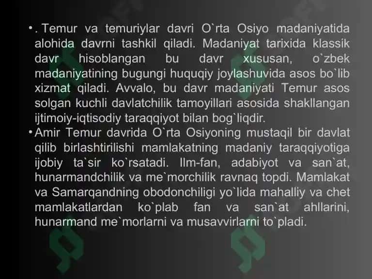AMIR TEMUR VA TEMURIYLAR DAVRI ME’MORCHILIGI.pptx 3