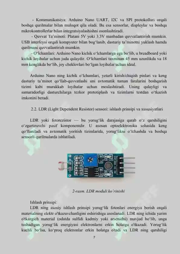 Sensor asosida avtomatik tuman faralarini boshqarish tizimi 6