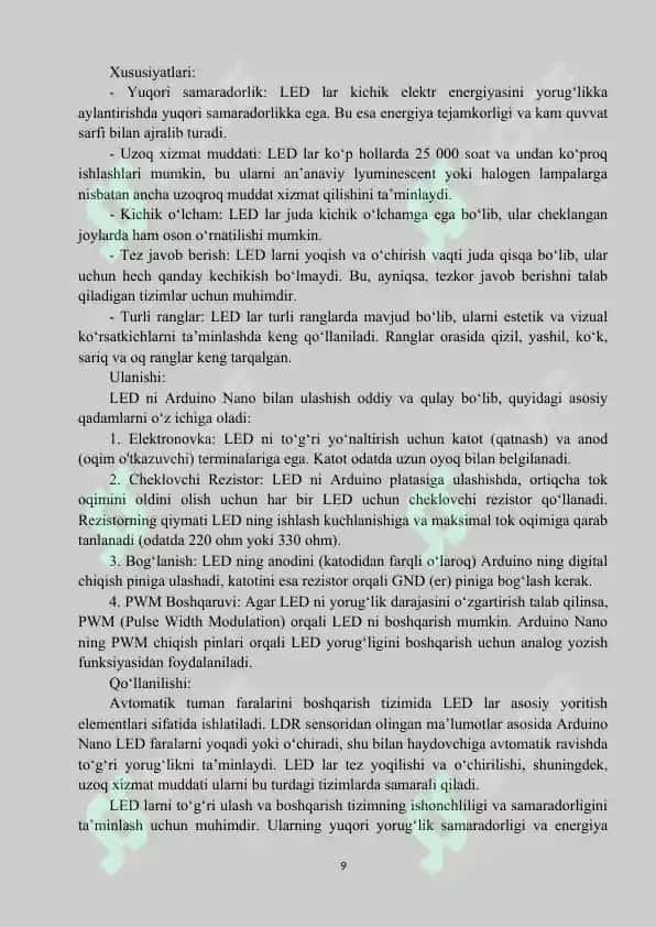 Sensor asosida avtomatik tuman faralarini boshqarish tizimi 8