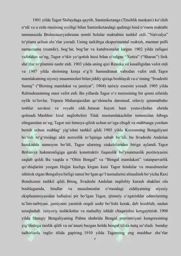 Robindranath Tagor dunyoqarashi (kurs ishi) 7