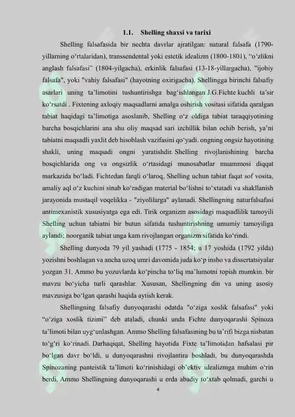 Shelling falsafasida “Ilohiy bashorat” ta’limoti 4