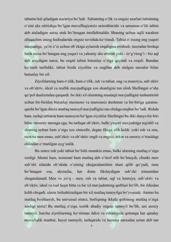 Shelling falsafasida “Ilohiy bashorat” ta’limoti 7