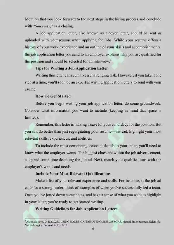 Writing a job application 6