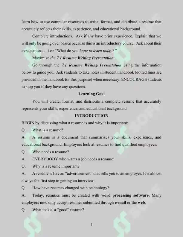 Writing a resume/CV 5