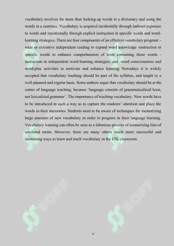 Teaching Vocabulary and Methodology 6