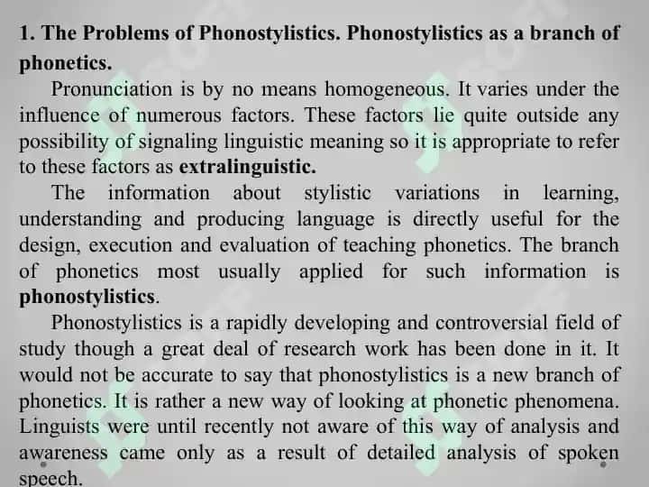 Phonostylistics as a Branch 3