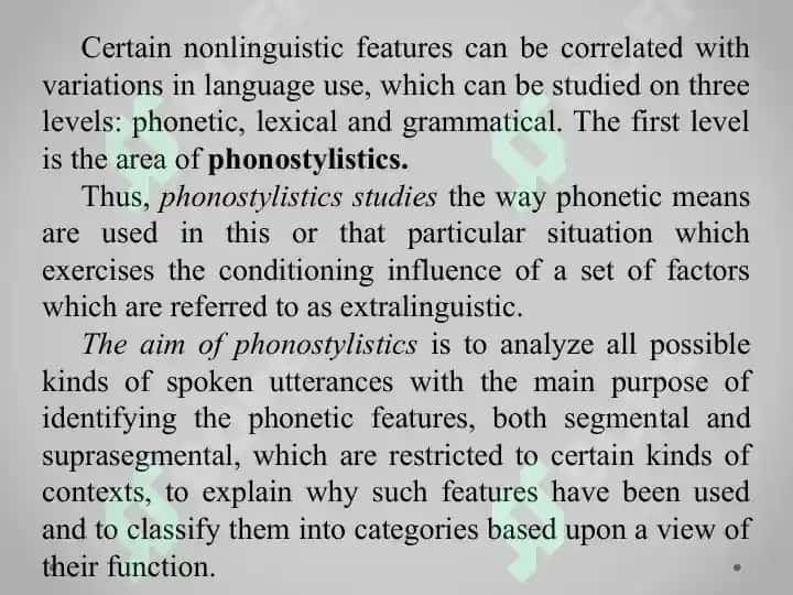 Phonostylistics as a Branch 7