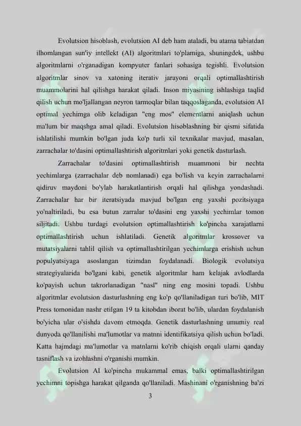 Evolutsion dasturlash. Genetik algoritm 3