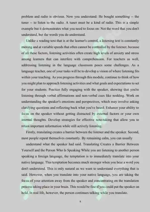 THE PRINCIPLES OF ASSESSING LISTENING COMPREHENSION 8