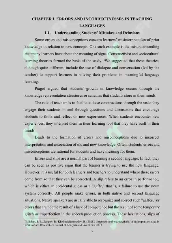 ERRORS AND INCORRECTNESSES IN TEACHING LANGUAGES 5