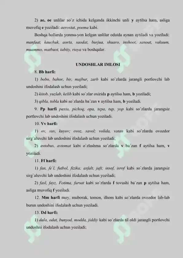 Imlo qoidalari.  Unli va undoshlar imlosi 4