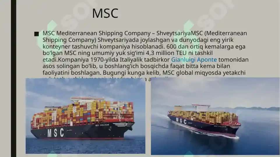 Global yuk tashuvchi kompaniyalar / Ship 8
