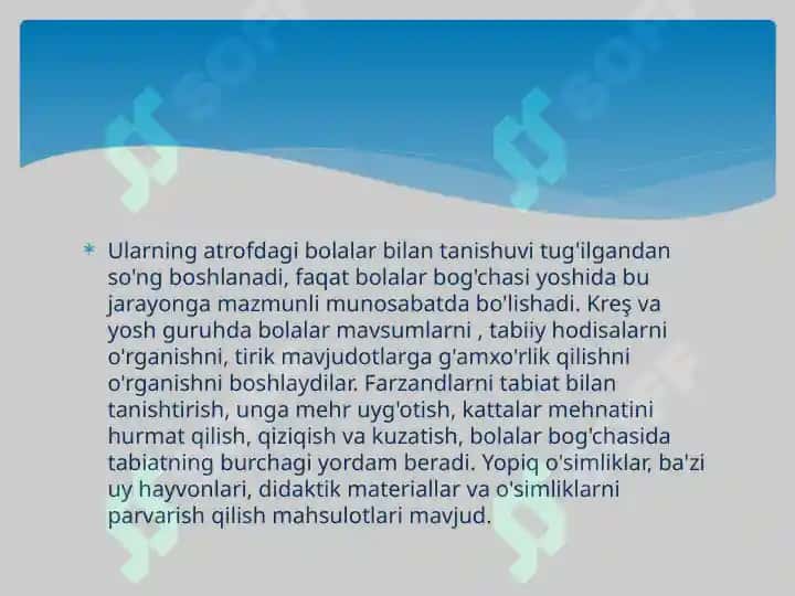 Turli yosh guruhlarda tabiat burchagini tashkil etish 3