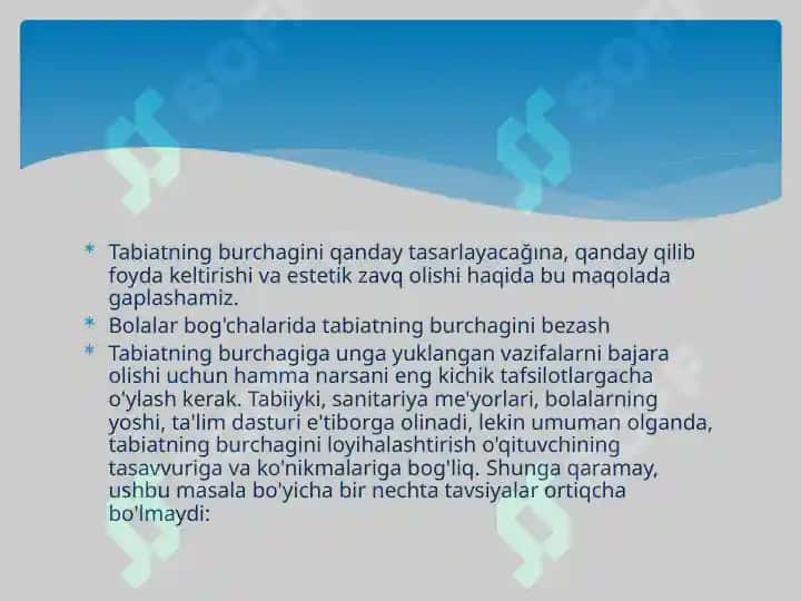 Turli yosh guruhlarda tabiat burchagini tashkil etish 4