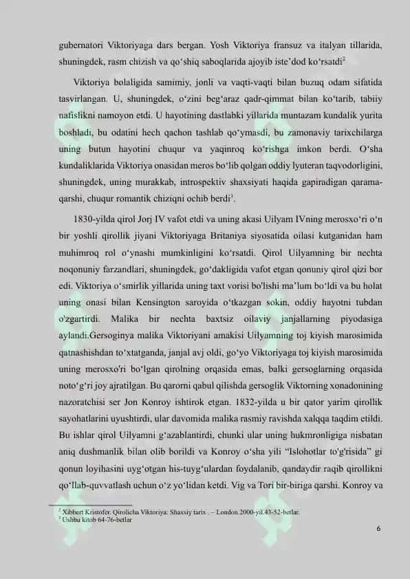 BUYUK BRITANIYA QIROLICHA VIKTORIYA DAVRIDA 6
