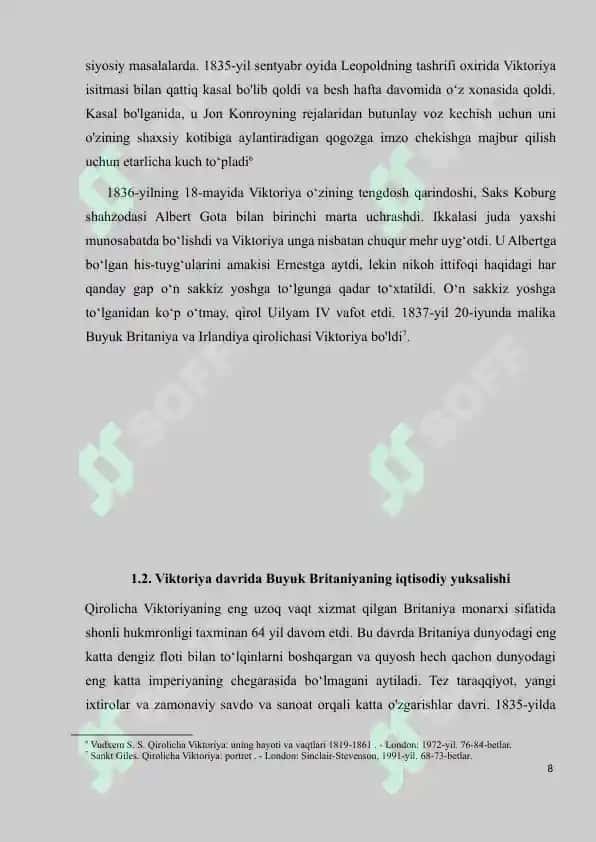 BUYUK BRITANIYA QIROLICHA VIKTORIYA DAVRIDA 8