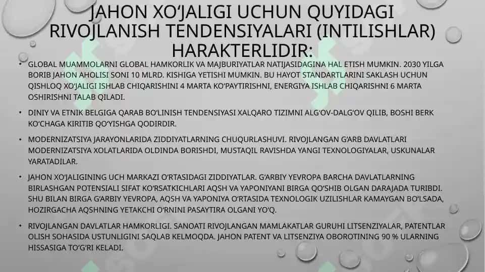 Jahon xo‘jaligi 2
