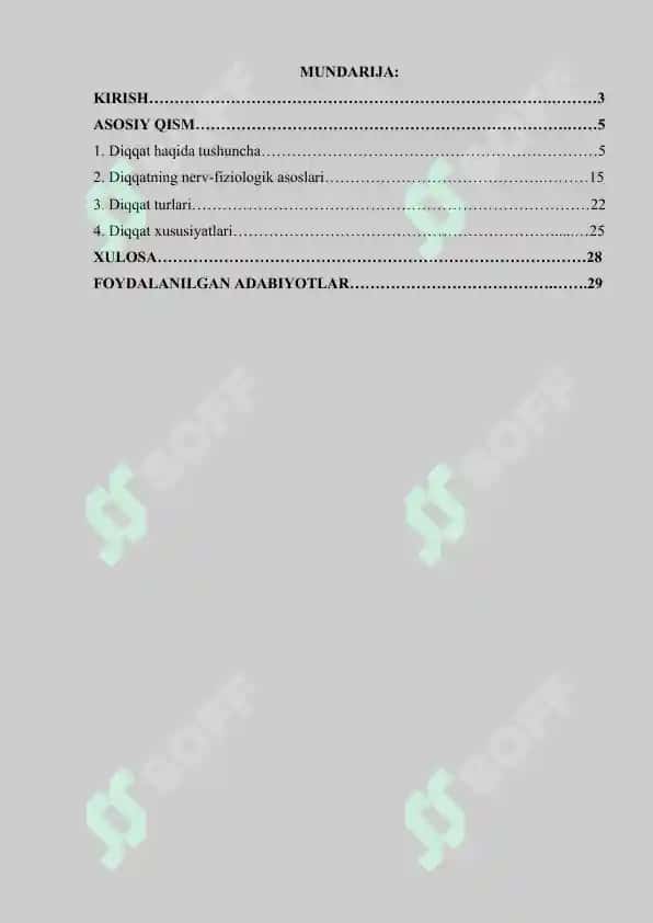 Diqqat xususiyatlari 2