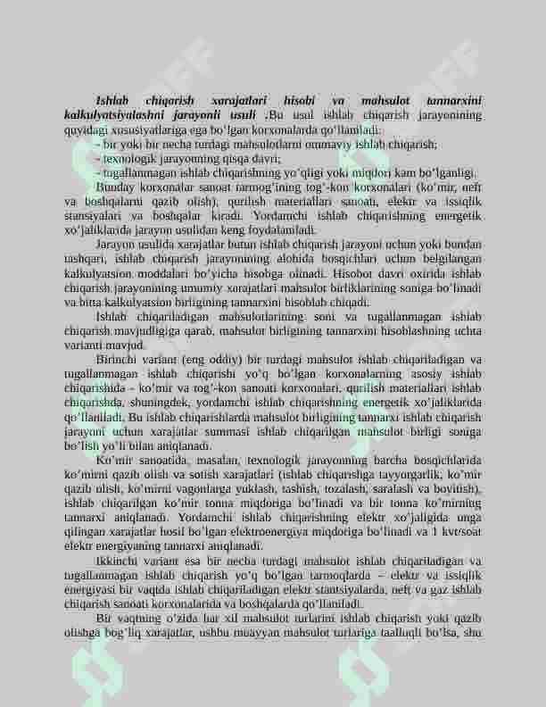 Mahsulot tannarxini hisoblash usullari 3