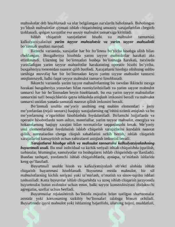 Mahsulot tannarxini hisoblash usullari 5