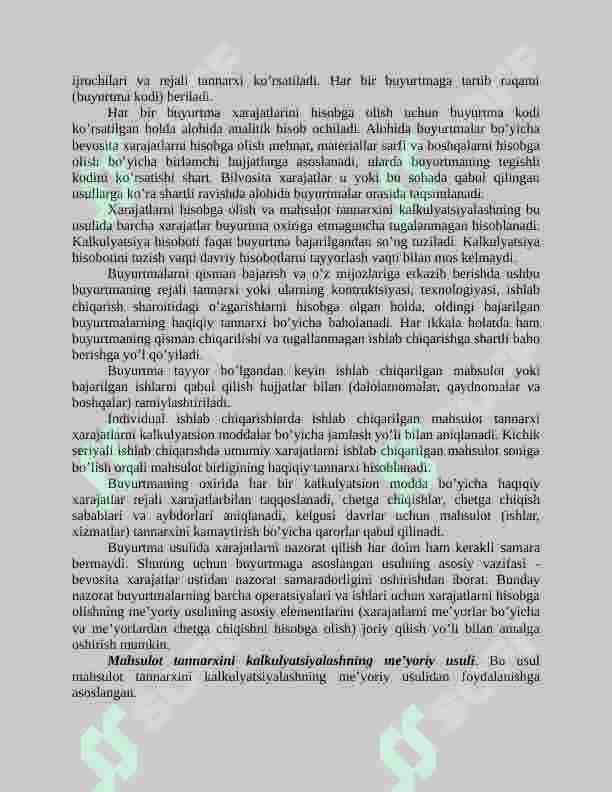 Mahsulot tannarxini hisoblash usullari 6