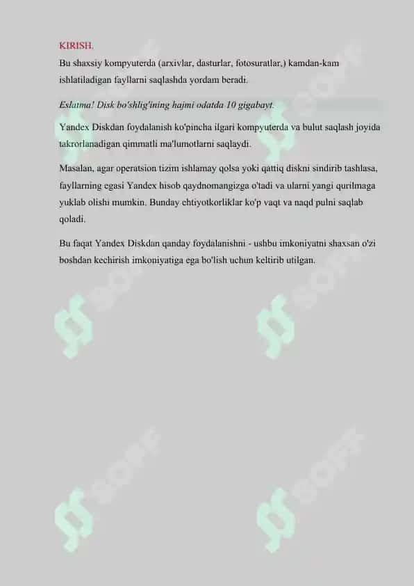 YandexDisk bulutli platformasi 2