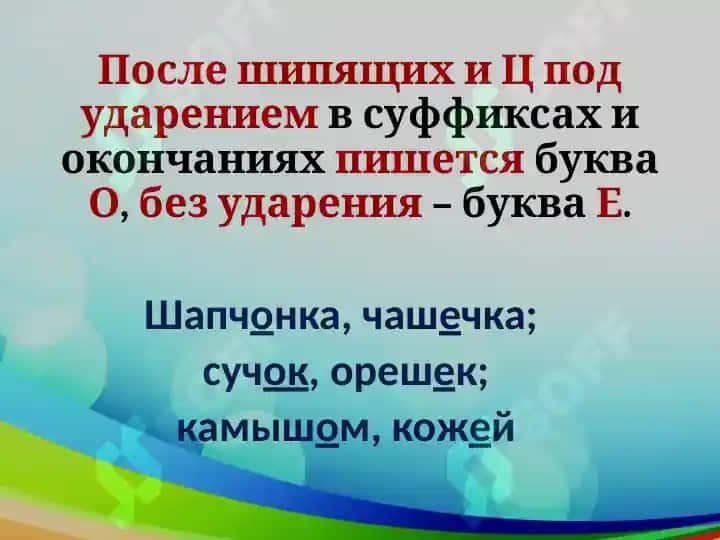 Гласные после шипящих и Ц 4