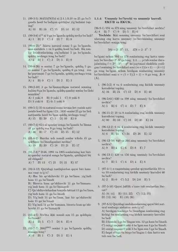 Abituriyentlar uchun to'plam Samarqand 7