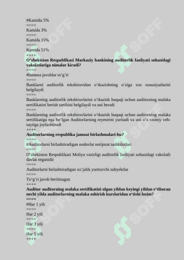 Audit fanidan yakuniy testlar javoblari bilan 4