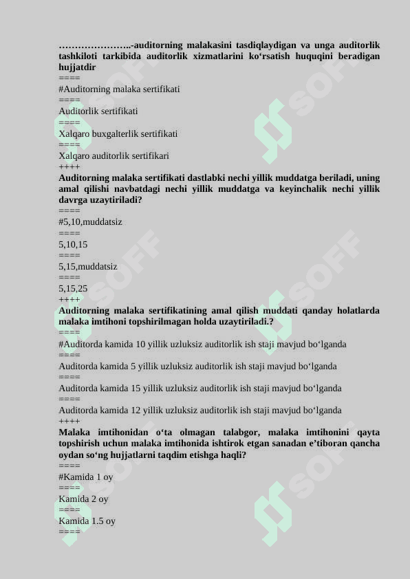 Audit fanidan yakuniy testlar javoblari bilan 5