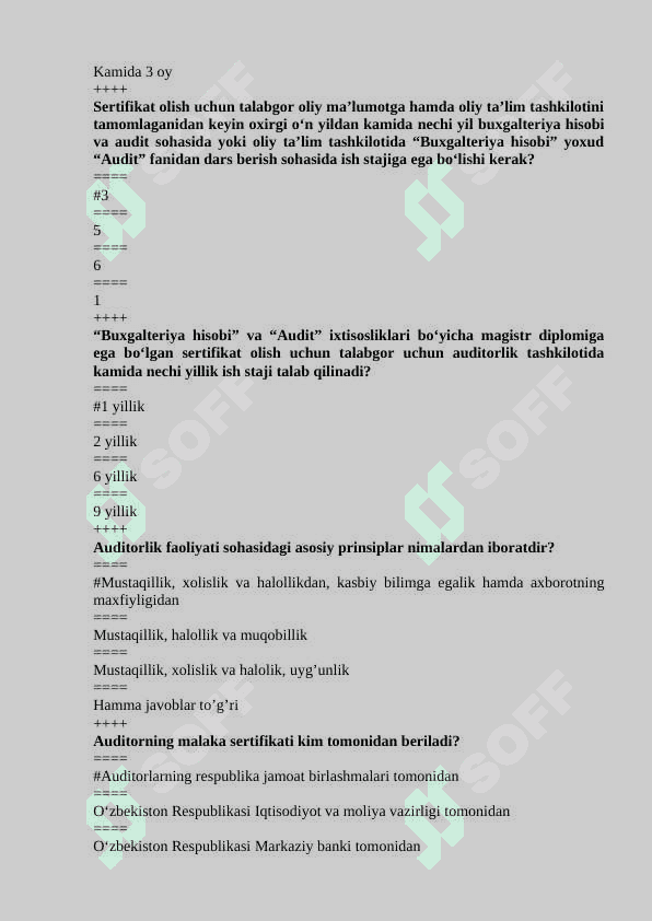 Audit fanidan yakuniy testlar javoblari bilan 6