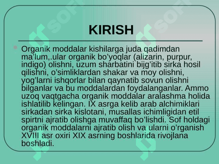 Organik kimyoning rivojlanish tarixi 3