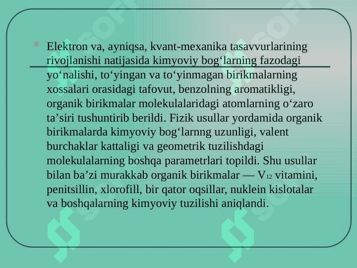 Organik kimyoning rivojlanish tarixi 8