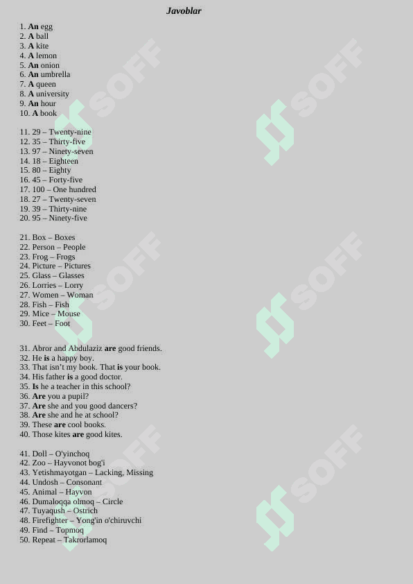 Foundation English Quiz 2