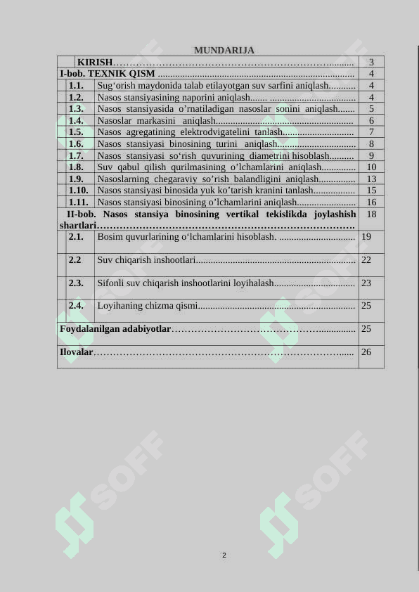 Nasos stansiyasini loyihalash 2
