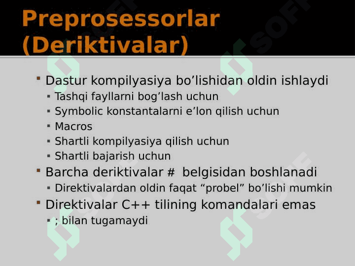 C/C++: Deriktivalar 2