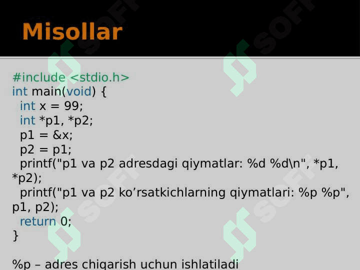 C/C++: Ko’rsatkichlar (Pointers) 7
