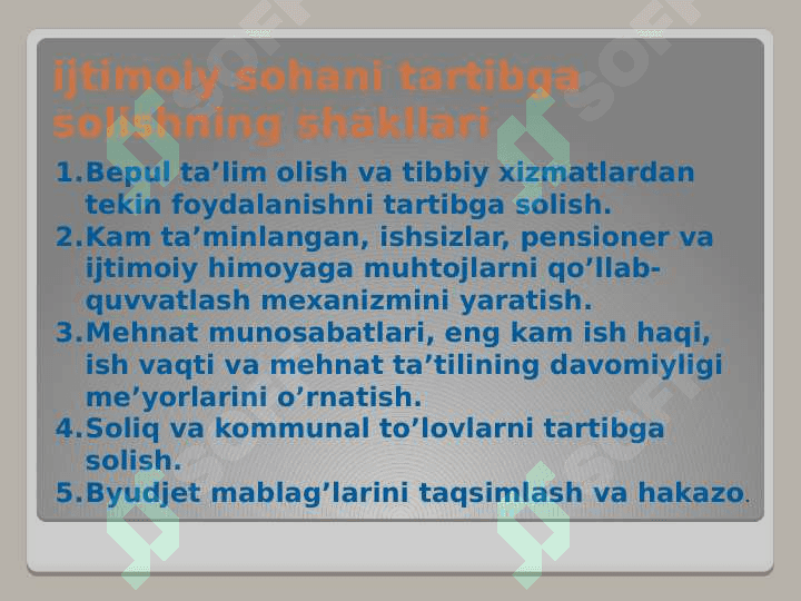 Ijtimoiy sohada baholar va subsidiyalar 6