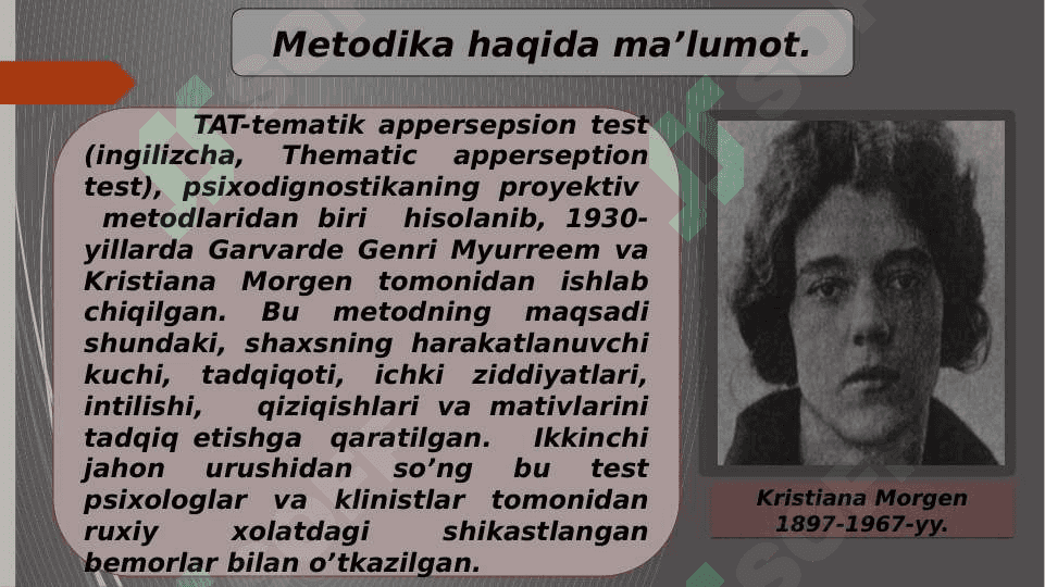 Tematik  appersepsiya testi ‘’ (TAT)    metodikasi. 2