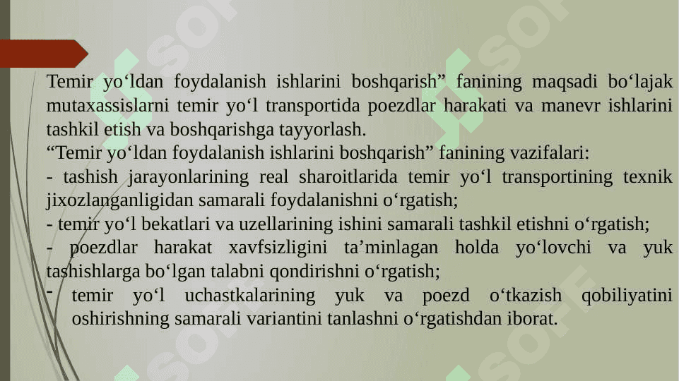 Temir yo`l transportida tashishni texnologiyasi va uni tashkil etish. 3