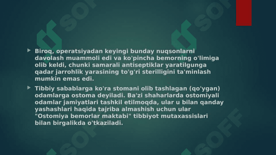 XIRURGIK STOMANI PARVARISH QILISH 5