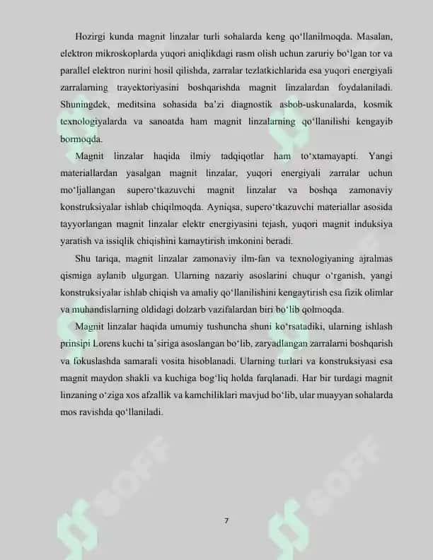Magnit linzalar va ularning qo’llanilishi 7