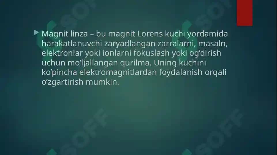 Magnitlinzalar va ularning qo’llanilishi 2 3