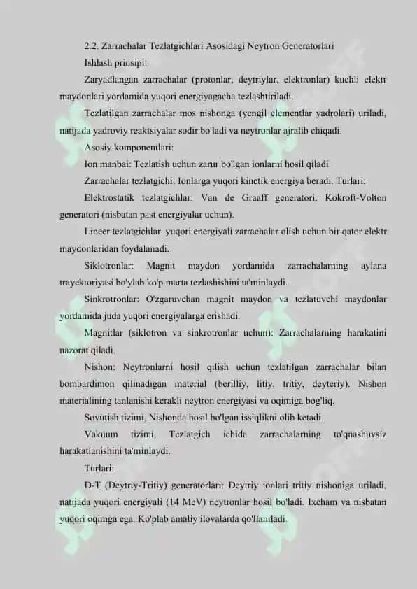 NEYTRON GENERATORLAR VA ULARNING TURLARI 8
