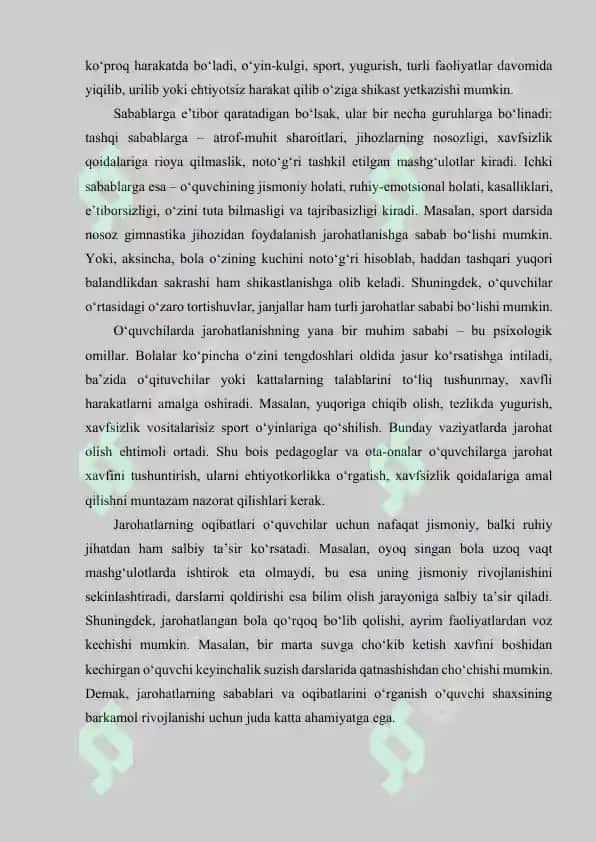 O‘quvchilarning jarohatlanishi 3