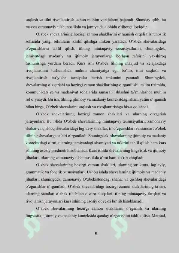 O'zbek shevalarida hozirgi zamon shakllari 5
