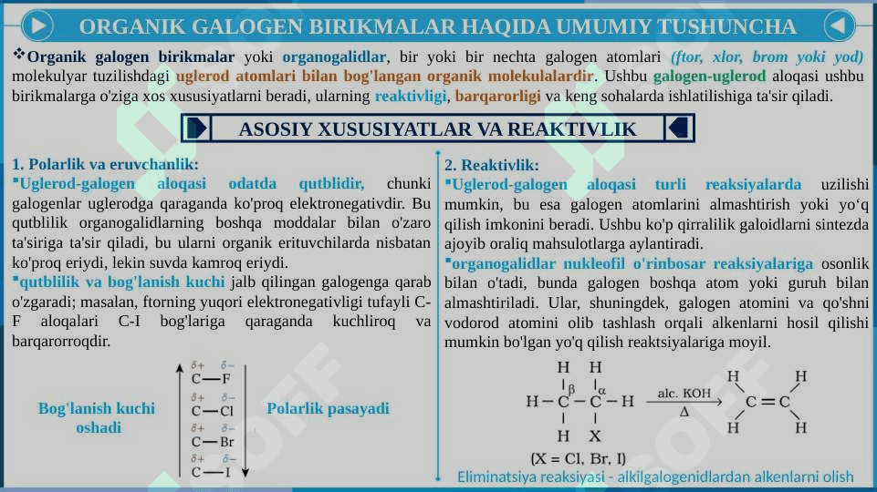 ORGANIK GALOGEN BIRIKMALARNING OLINISH USULLARI 4