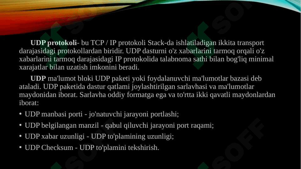 UDP protokoli asosida ma'lumotlarni uzatish xususiyatlari 3