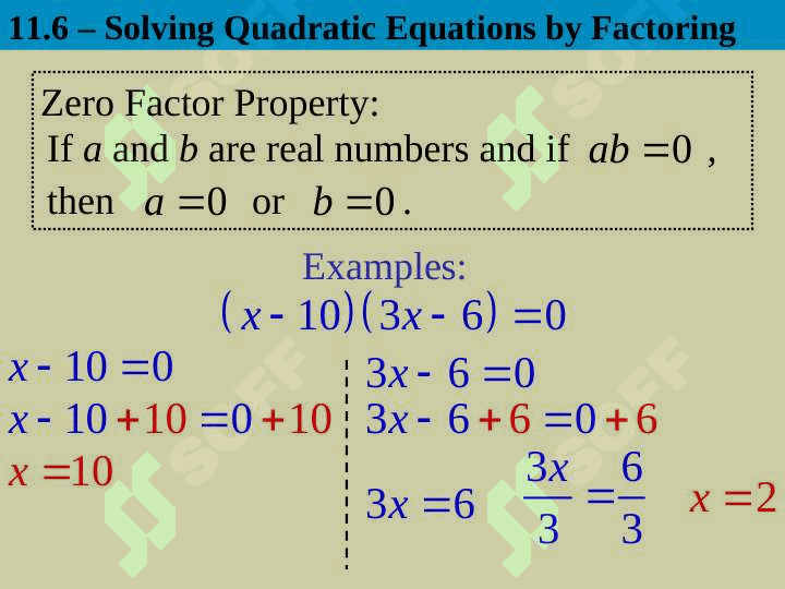 Solving Quadratic Equations by Factoring 3